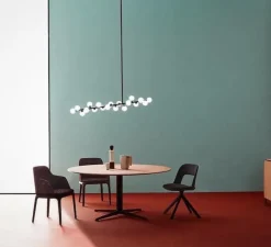 Suspension, MIMOSA, noir et blanc opalin, L126cm, H60cm - ATELIER ARETI