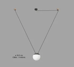 Suspension, Mine Space 1L, gris, LED, Ø18,5cm, H18,5cm - Faro