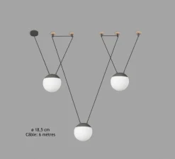 Suspension, Mine Space 3L, gris, LED, Ø18,5cm, H18,5cm - Faro