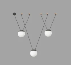 Suspension, Mine Space 3L, gris, LED, Ø18,5cm, H18,5cm - Faro