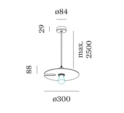 Suspension, Mirro suspended 1.0, noir mat, aluminium brillant, Ø30cm, H8,8cm - Wever&Ducré
