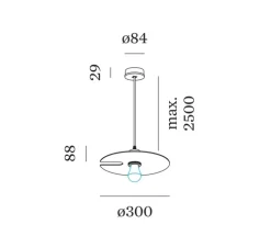 Suspension, Mirro suspended 1.0, noir mat, chrome, Ø30cm, H8,8cm - Wever&Ducré