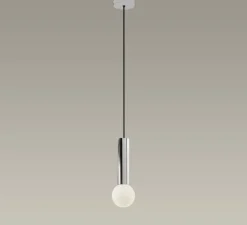Suspension, Mist, chrome, IP44, Ø10cm, H30cm - LEDs C4