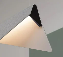 Suspension, Mobula Grande, blanc, tissus argenté, feutrine noire/bleu roi, L21cm, H28cm - Designheure