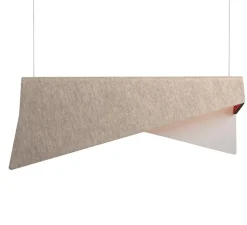 Suspension, Mobula Grande, blanc, tissus doré, feutrine vert sapin/aubergine, L21cm, H28cm - Designheure