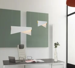 Suspension, Mobula Petite, blanc, feutrine jaune/orange, LED, 3000K, lm, L17cm, H22cm - DesignHeure