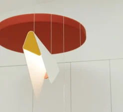 Suspension, Mobula Petite, blanc, feutrine jaune/orange, LED, 3000K, lm, L17cm, H22cm - DesignHeure