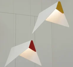 Suspension, Mobula Petite, blanc, feutrine jaune/orange, LED, 3000K, lm, L17cm, H22cm - DesignHeure