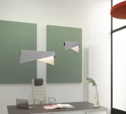 Suspension, Mobula Petite, blanc, tissus argenté, feutrine noire/bleu roi, LED, 3000K, lm, L17cm, H22cm - DesignHeure