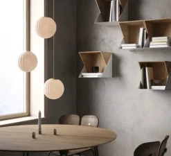 Suspension, MODECO, blanc, laiton, câble crema, Ø20cm, H24cm - Nordic Tales