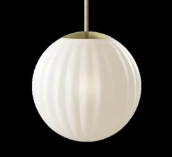 Suspension, MODECO, blanc, laiton, câble crema, Ø20cm, H24cm - Nordic Tales