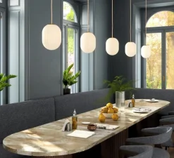 Suspension, Modeco Plus, blanc avec cable crema, Ø20cm, H26cm - Nordic Tales