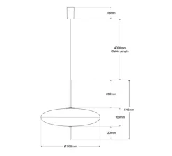 Suspension, Model 2065, blanc et câble blanc, 2700K, 2350lm, Ø53,8cm, H54,6cm - Astep