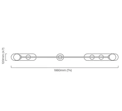 Suspension, Modulo Horizontal, laiton, LED, 2700K, L188cm, H10cm - CTO lighting