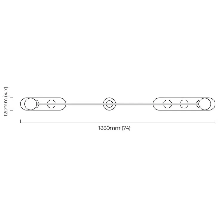 Suspension, Modulo Horizontal, laiton, LED, 2700K, L188cm, H10cm - CTO lighting