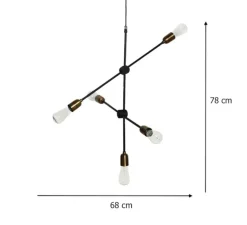 Suspension, Molecular, noir, laiton, H78cm, Ø68cm - House Doctor