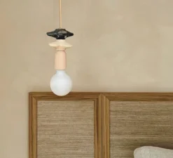 Suspension, Mona II, beige, avec 1 fleur beige et 1 fleur brune, Ø10cm, H22cm - Carré Coco
