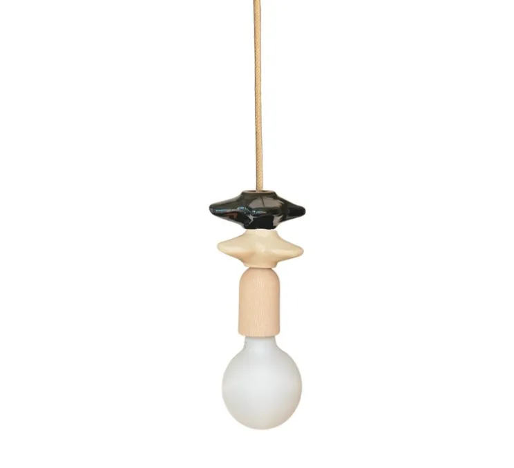 Suspension, Mona II, beige, avec 1 fleur beige et 1 fleur brune, Ø10cm, H22cm - Carré Coco