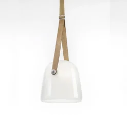 Suspension, Mona Large, opale, chêne, LED, Ø38cm, H38cm - BROKIS