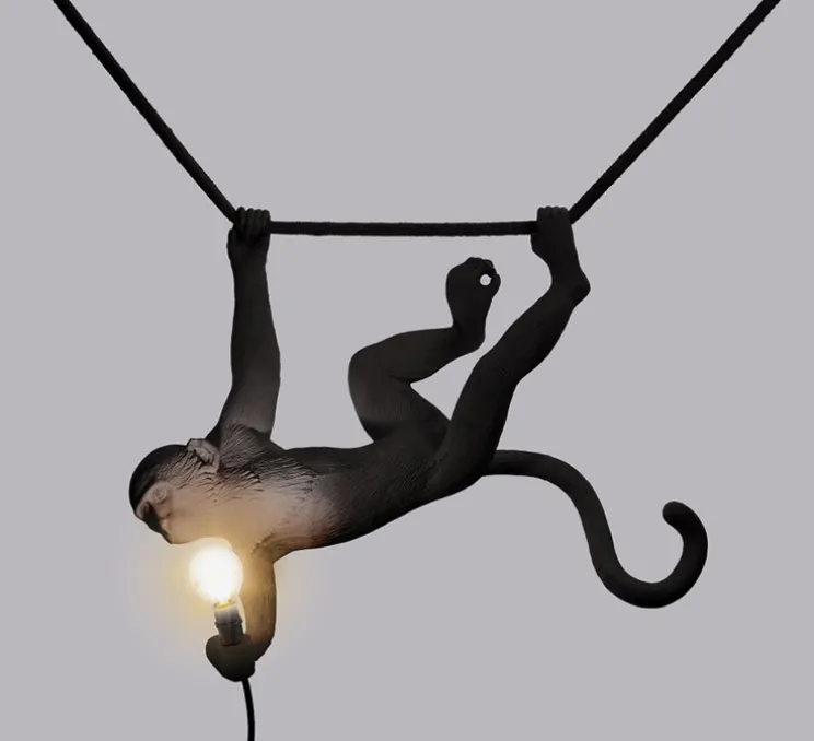 Suspension, Monkey Swing, noir, singe, IP44, L59cm, H44cm - Seletti