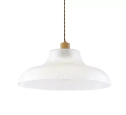 Suspension, Mono ancien, verre transparent, laiton antique, Ø40cm, H18cm - Mullan Lighting