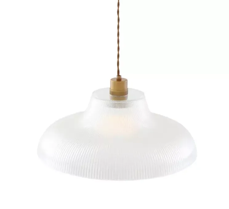 Suspension, Mono ancien, verre transparent, laiton antique, Ø40cm, H18cm - Mullan Lighting