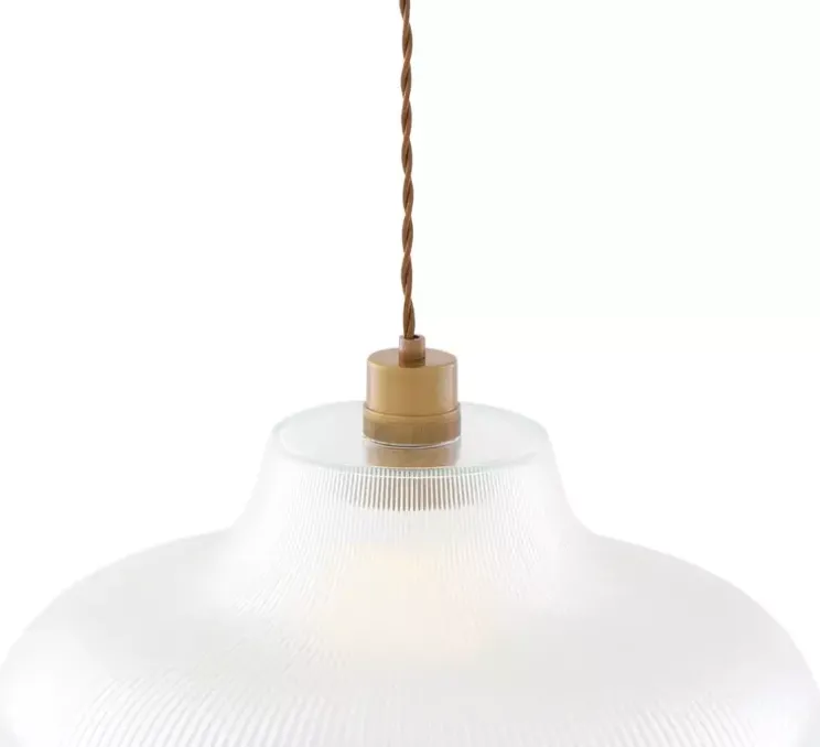 Suspension, Mono ancien, verre transparent, laiton antique, Ø40cm, H18cm - Mullan Lighting