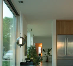 Suspension, Monroe 1, acier, verre fumé, LED, dim, 2700K, Ø30cm, H150cm - Rubn