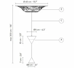 Suspension, Moonbloom 6B, blanc & noir, rosace 40cm, LED, dim, 2700k, 2728 lm, Ø11cm, H107cm - Karman