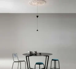 Suspension, Moonbloom 8B, blanc & noir, rosace 75cm, LED, dim, 2700k, 2728 lm, Ø11cm, H107cm - Karman