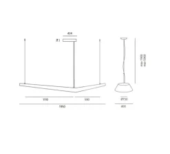 Suspension, Mouette Asymmetric, blanc, IP40, LED, 3000K, 8186lm, L195cm, H15cm - Artemide