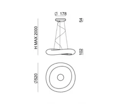Suspension, Mr Magoo, blanc, LED, dim, 3000K, 2794 lm, Ø52cm, H10,2cm - Stilnovo