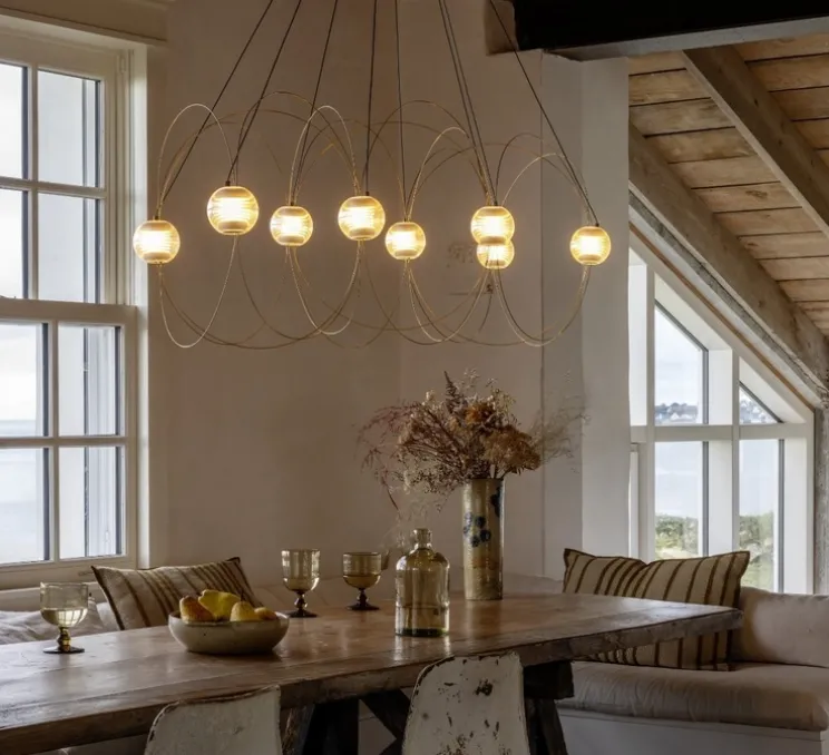 Suspension, Munari 8, or, LED, dim, 2400K, 5120 lm, L156cm, H42cm - DCW éditions Paris