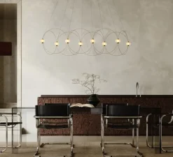 Suspension, Munari 8, or, LED, dim, 2400K, 5120 lm, L156cm, H42cm - DCW éditions Paris