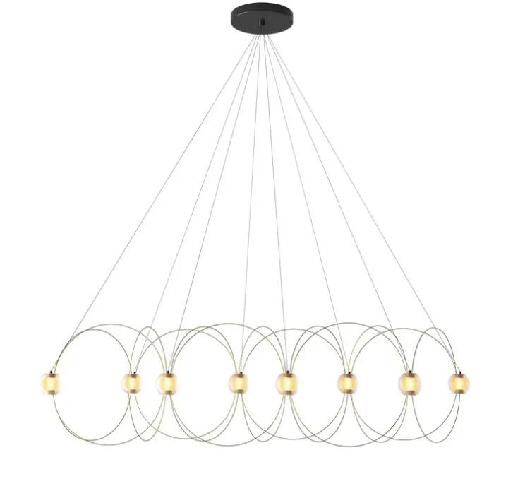 Suspension, Munari 8, or, LED, dim, 2400K, 5120 lm, L156cm, H42cm - DCW éditions Paris