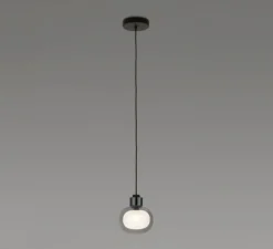 Suspension, Nabila 552.22, noir matt, noir chromé et verre fumé, IP40, Ø16cm, H17,5cm - Tooy