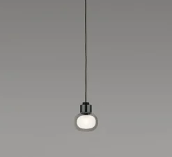 Suspension, Nabila 552.21, noir mat, noir chromé et verre fumé, IP40, Ø12cm, H14,5cm - Tooy