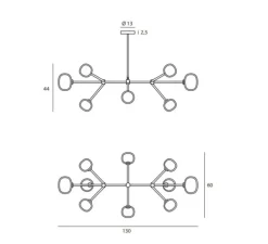 Suspension, NABILA-552.10, noir et blanc, L130cm, H44cm - Tooy