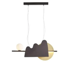 Suspension, Nacho 750, graphite satiné, graphite satiné, laiton satiné, L75cm, H35cm - CVL