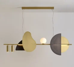 Suspension, Nacho 1300, laiton satiné, laiton satiné, graphite satiné, L130cm, H45cm - CVL