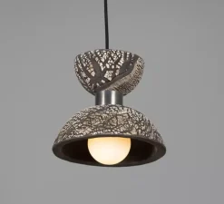 Suspension, Nakaii, noir argile, argent antique, Ø20cm, H20cm - Mullan Lighting