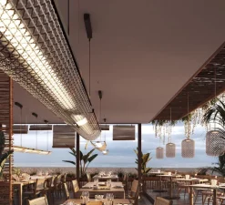 Suspension, Nans Balis S/140, marron, IP54, LED, dim, 2400K, 4400 lm, L140cm, H13cm - Bover