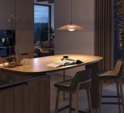 Suspension, Nans Balis S/55, rouge, IP54, LED, dim, 2700K, 635 lm, Ø55cm, H12cm - Bover