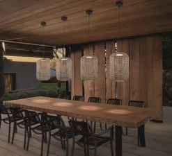 Suspension, Nans S/31.2, marron graphite et beige, IP54, LED, dim, 2700K, 1450 lm, Ø31,5cm, H45,7cm - Bover