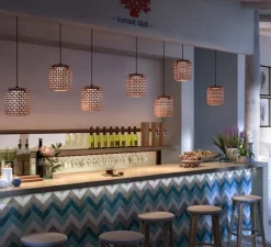 Suspension, Nans S/21 outdoor, rouge, orange, beige, IP54, LED, dim, 2700K, 1450 lm, Ø21,6cm, H24,7cm - Bover