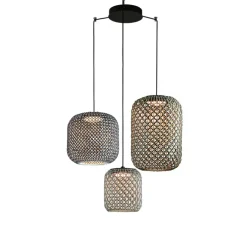 Suspension, Nans S/3L, marron, LED, dim, 2700K, 3x1450 lm, Ø380cm, H400cm - Bover