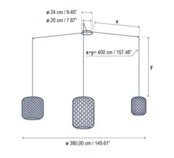 Suspension, Nans S/3L, marron, LED, dim, 2700K, 3x1450 lm, Ø380cm, H400cm - Bover