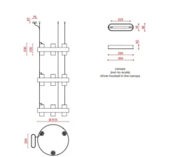 Suspension, Nastro 563.19, coquille d'œuf, laiton brossé, IP40, LED, dim, 2700K, 12000 lm, Ø61,5cm, H194cm - Tooy