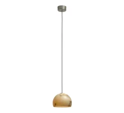 Suspension, Neil 21, albâtre, câble noir et rosace nickel mat, LED, 2700K, 654lm, Ø21cm, H14cm - Carpyen
