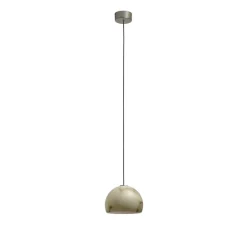 Suspension, Neil 21, albâtre, câble noir et rosace nickel mat, LED, 2700K, 654lm, Ø21cm, H14cm - Carpyen